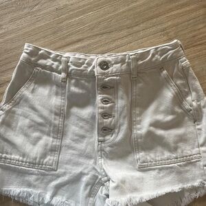 Women's Cream Denim Shorts